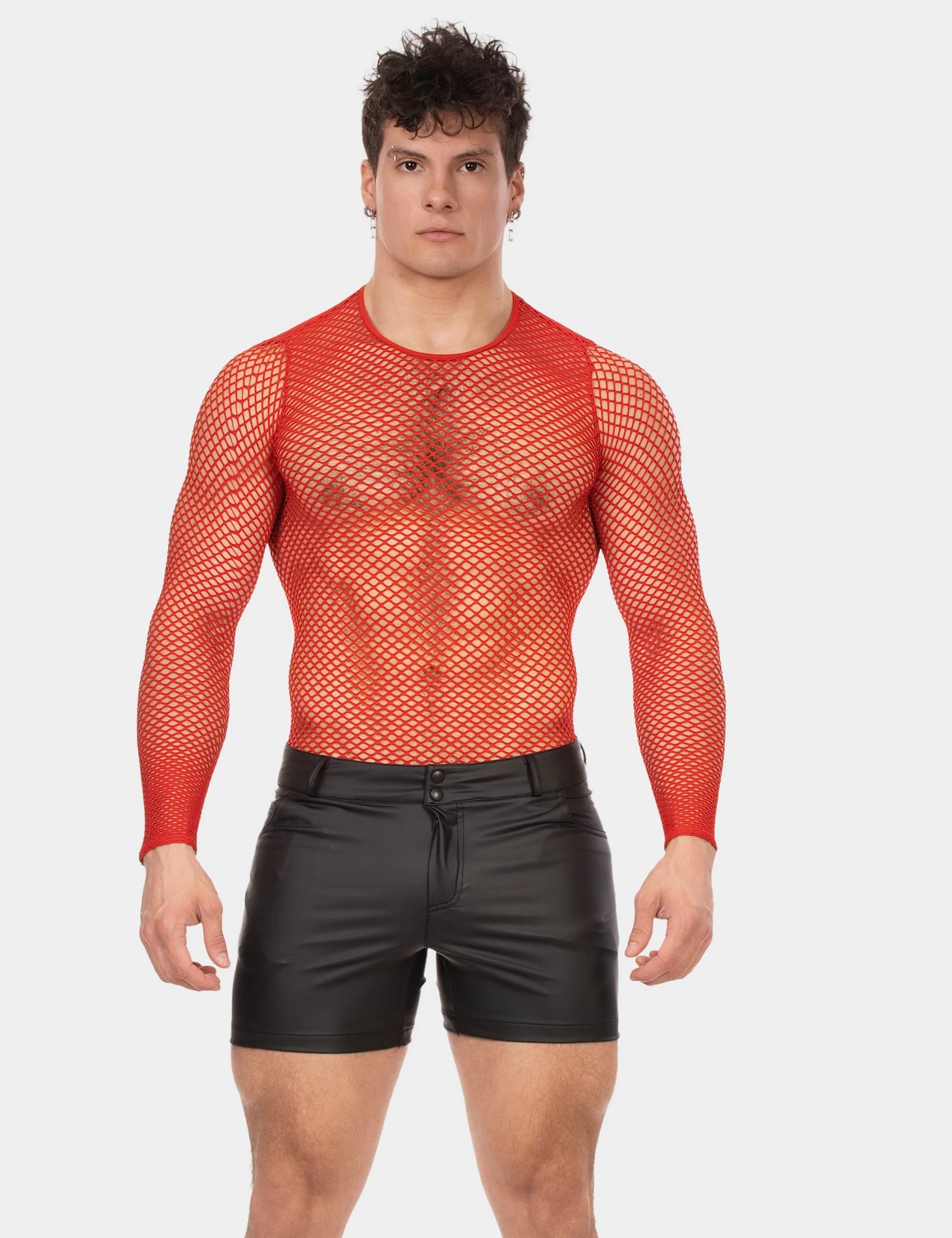 Fishnet Long Sleeve Capo - Red