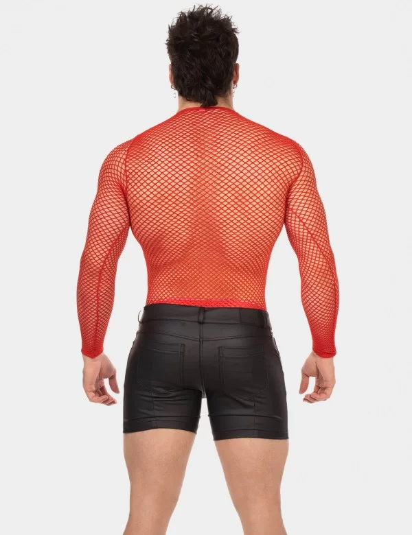 Fishnet Long Sleeve Capo - Red