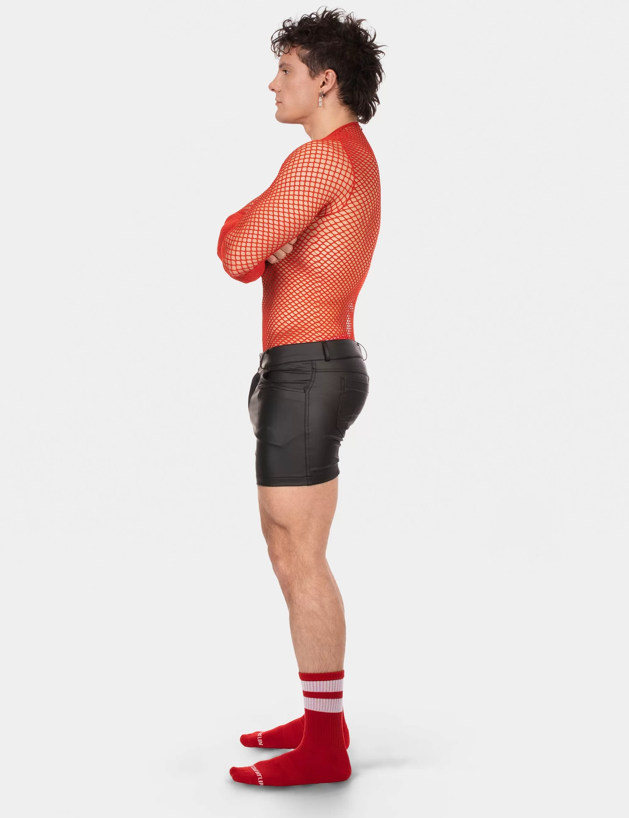 Fishnet Long Sleeve Capo - Red