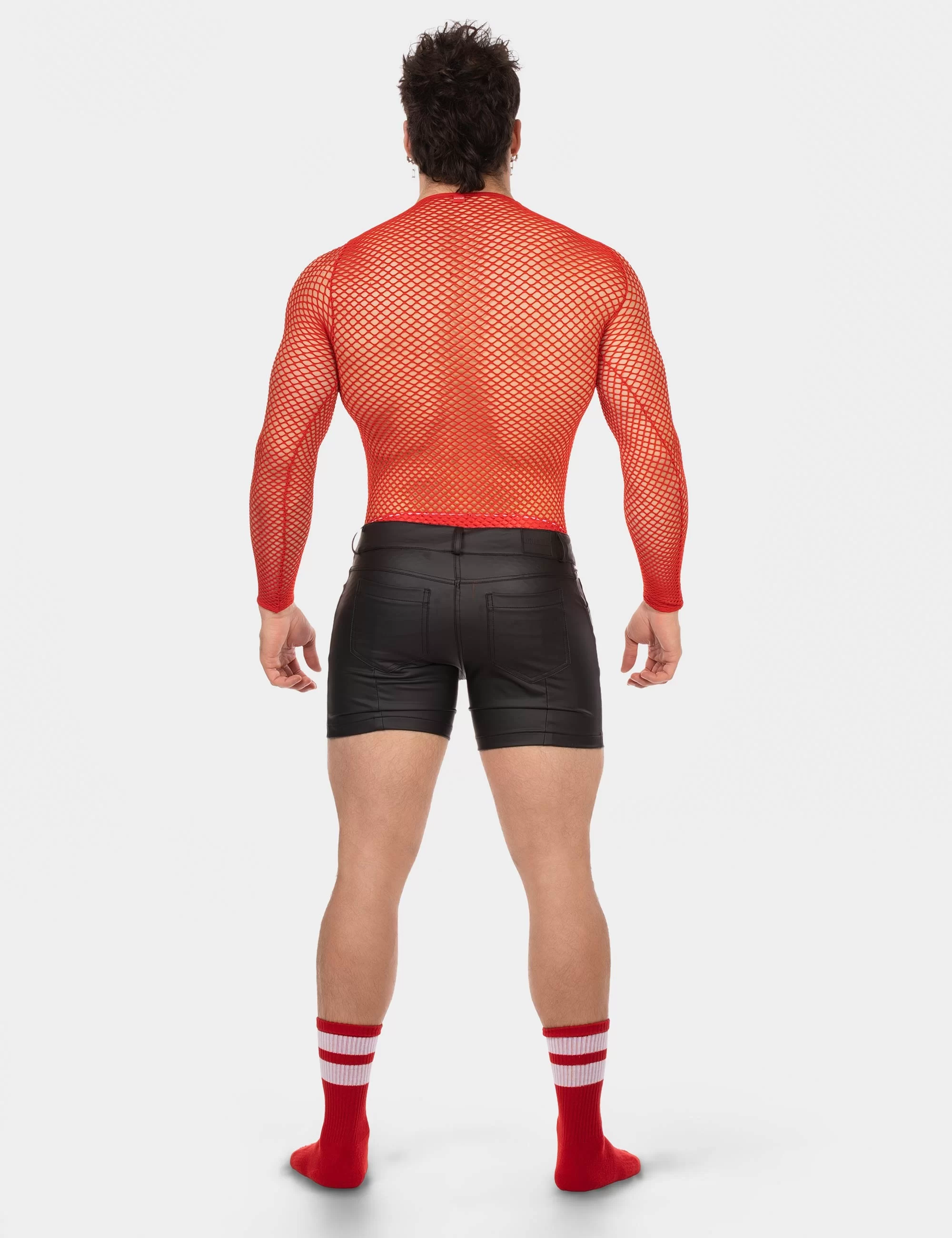 Fishnet Long Sleeve Capo - Red