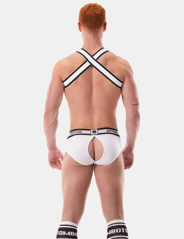 Backless Brief Bottom - White-Black