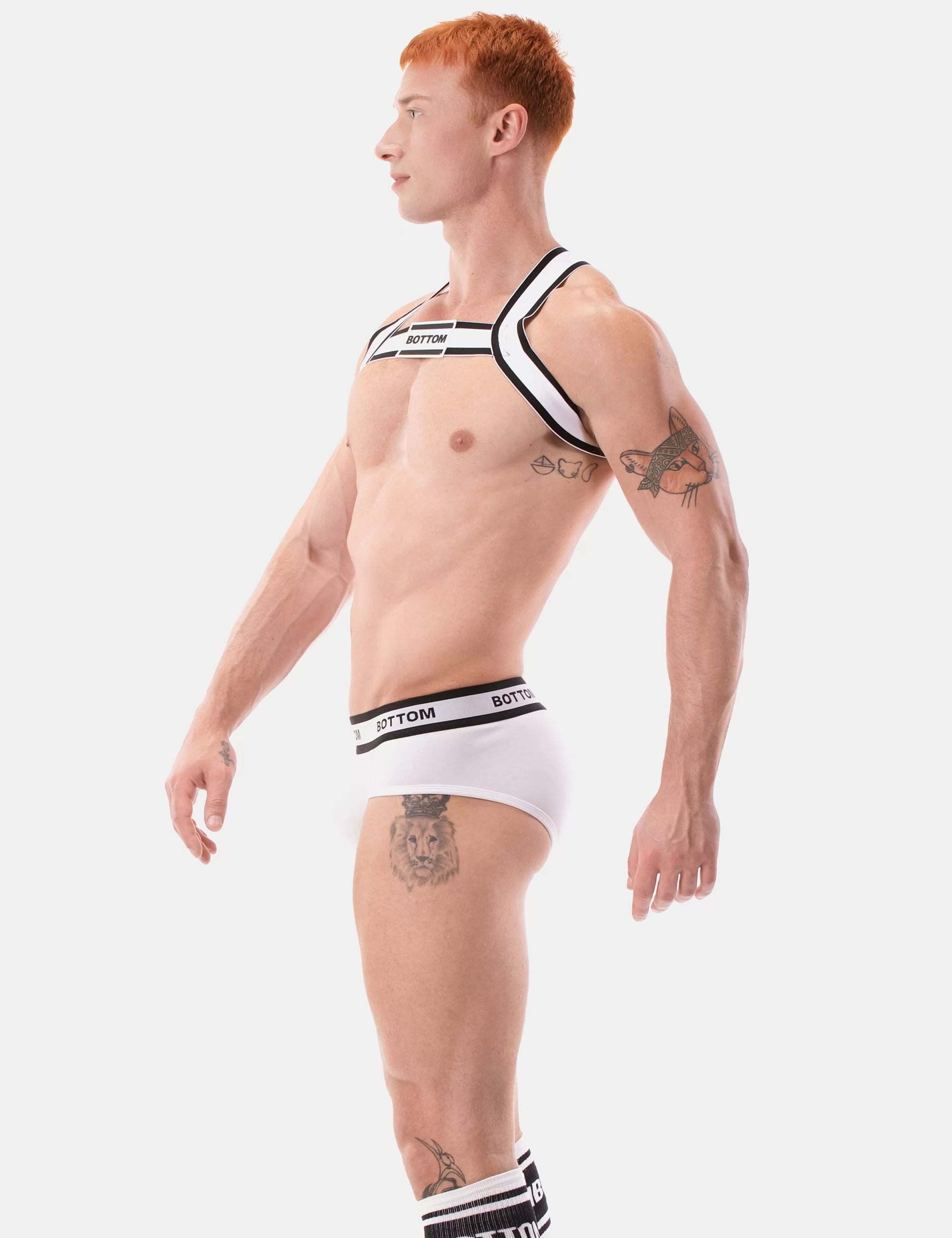 Backless Brief Bottom - White-Black