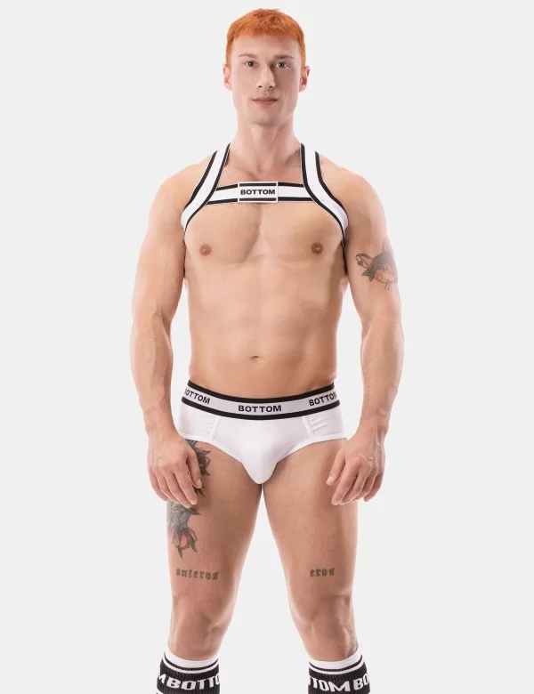 Backless Brief Bottom - White-Black