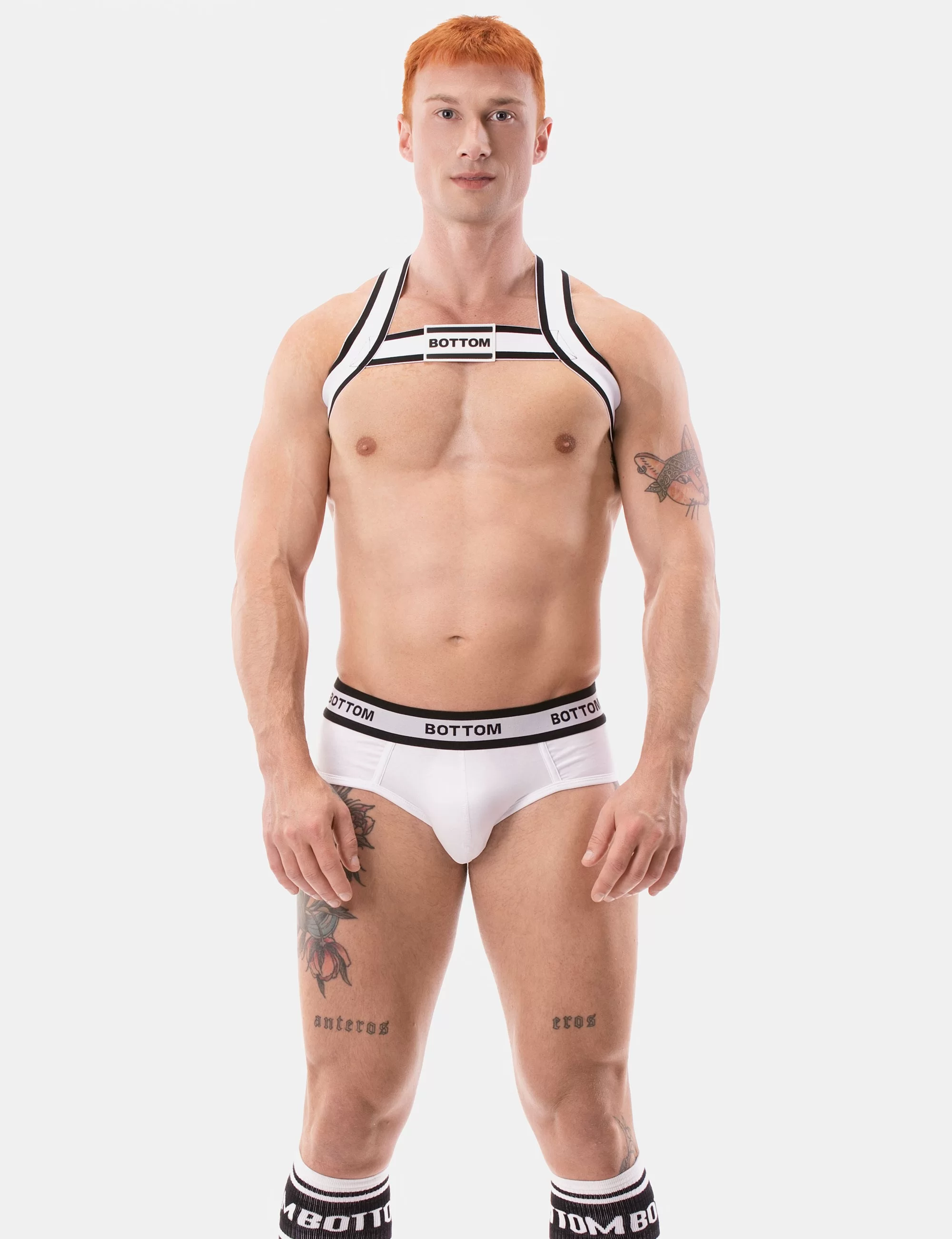 Backless Brief Bottom - White-Black