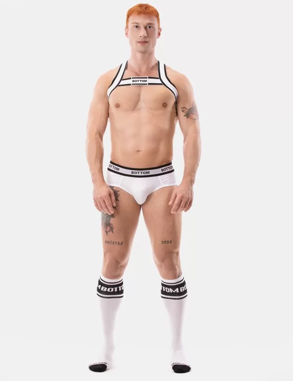 Backless Brief Bottom - White-Black