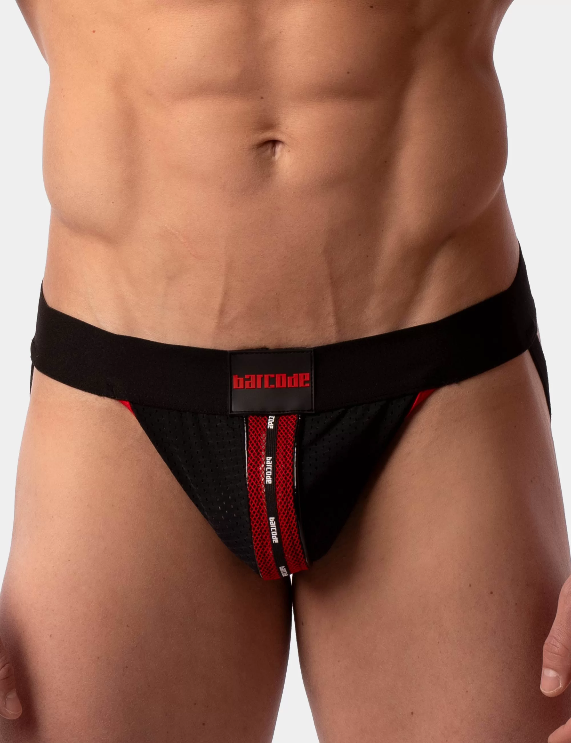 Mesh Jock Tel - Black-Red
