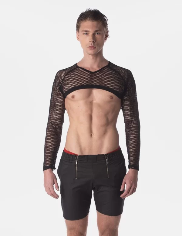 Mesh Crop Top Filor - Black