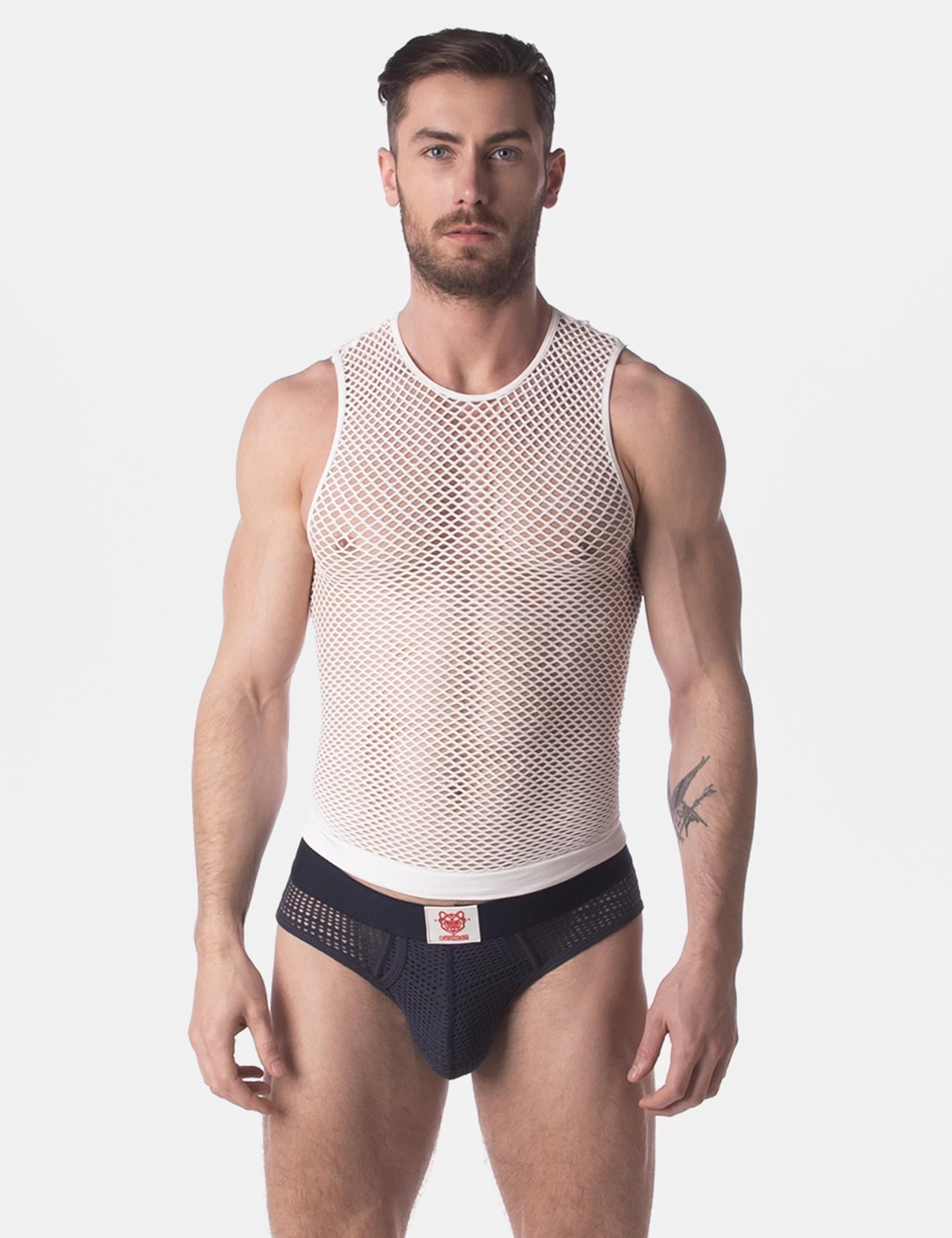 Fishnet Tank Top Stefano - White