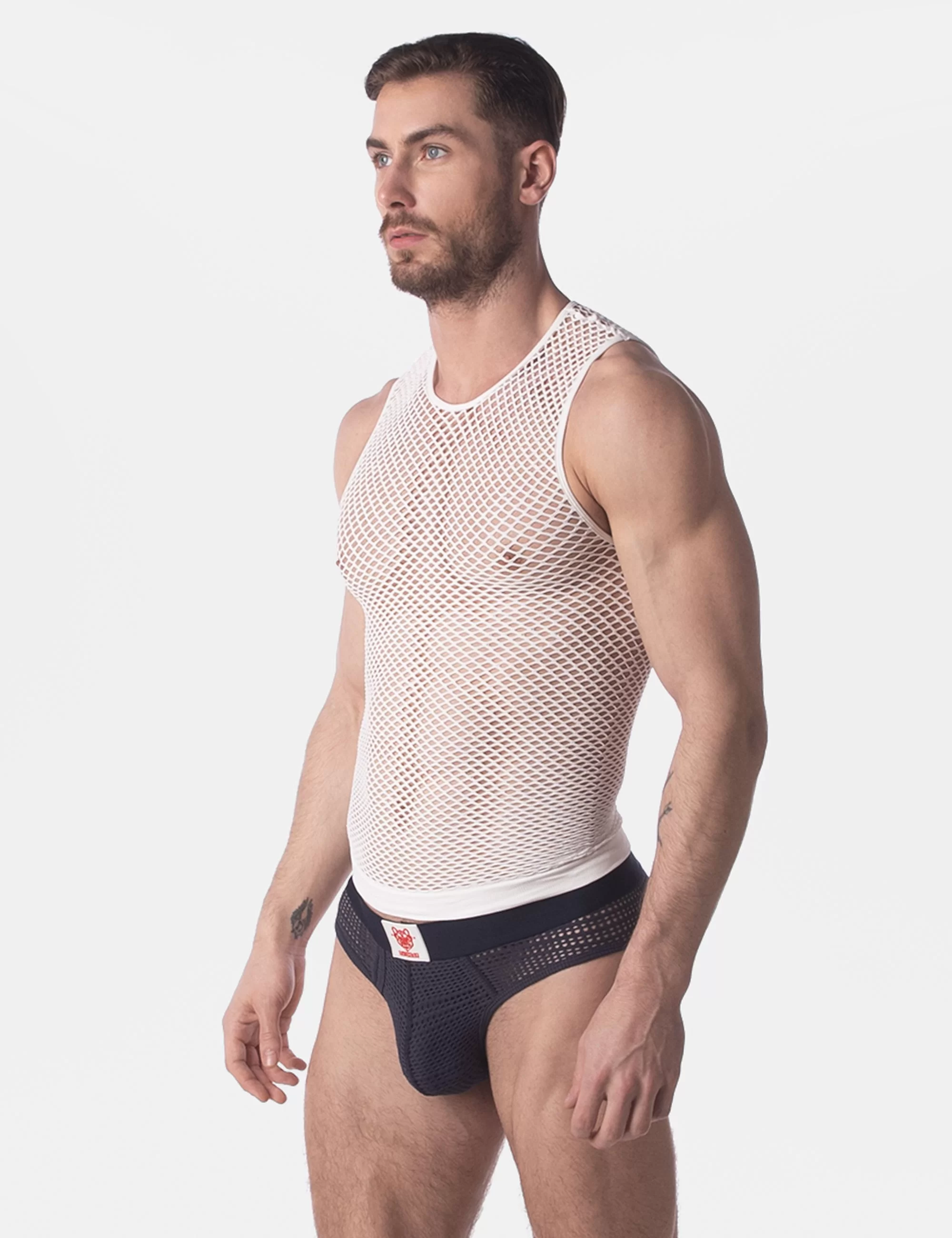 Fishnet Tank Top Stefano - White