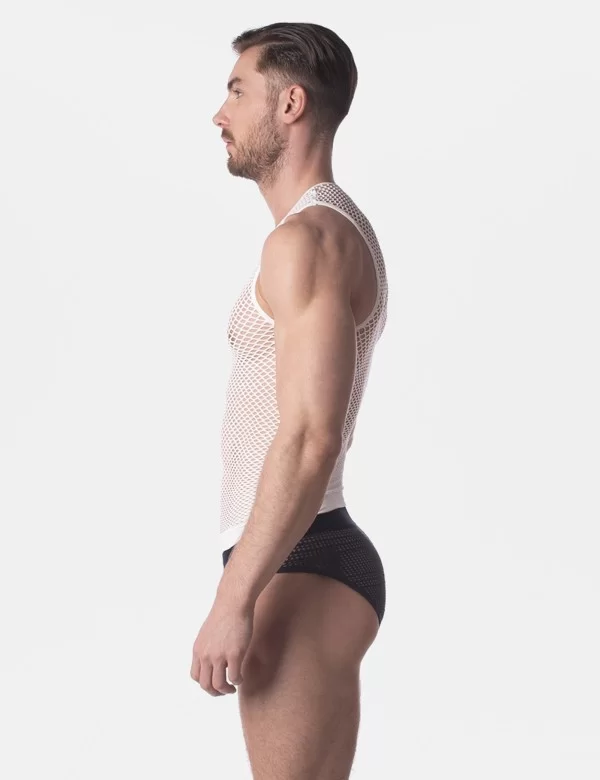 Fishnet Tank Top Stefano - White
