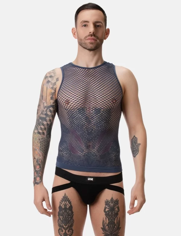 Fishnet Tank Top Stefano - Navy