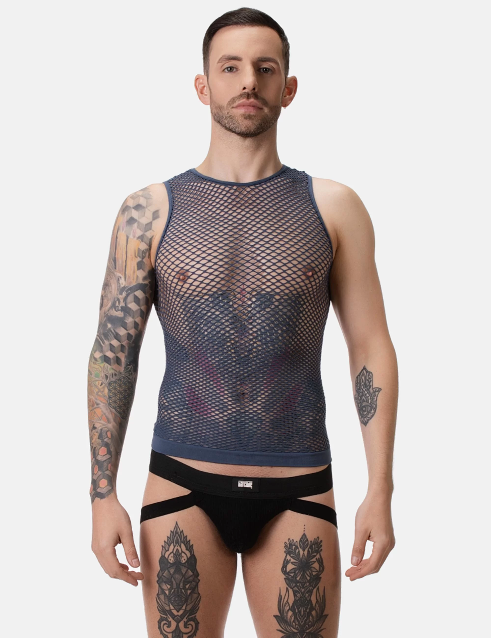 Fishnet Tank Top Stefano - Navy