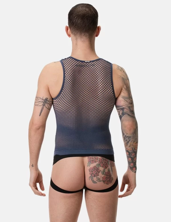 Fishnet Tank Top Stefano - Navy