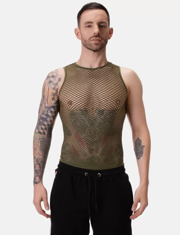 Fishnet Tank Top Stefano - Army