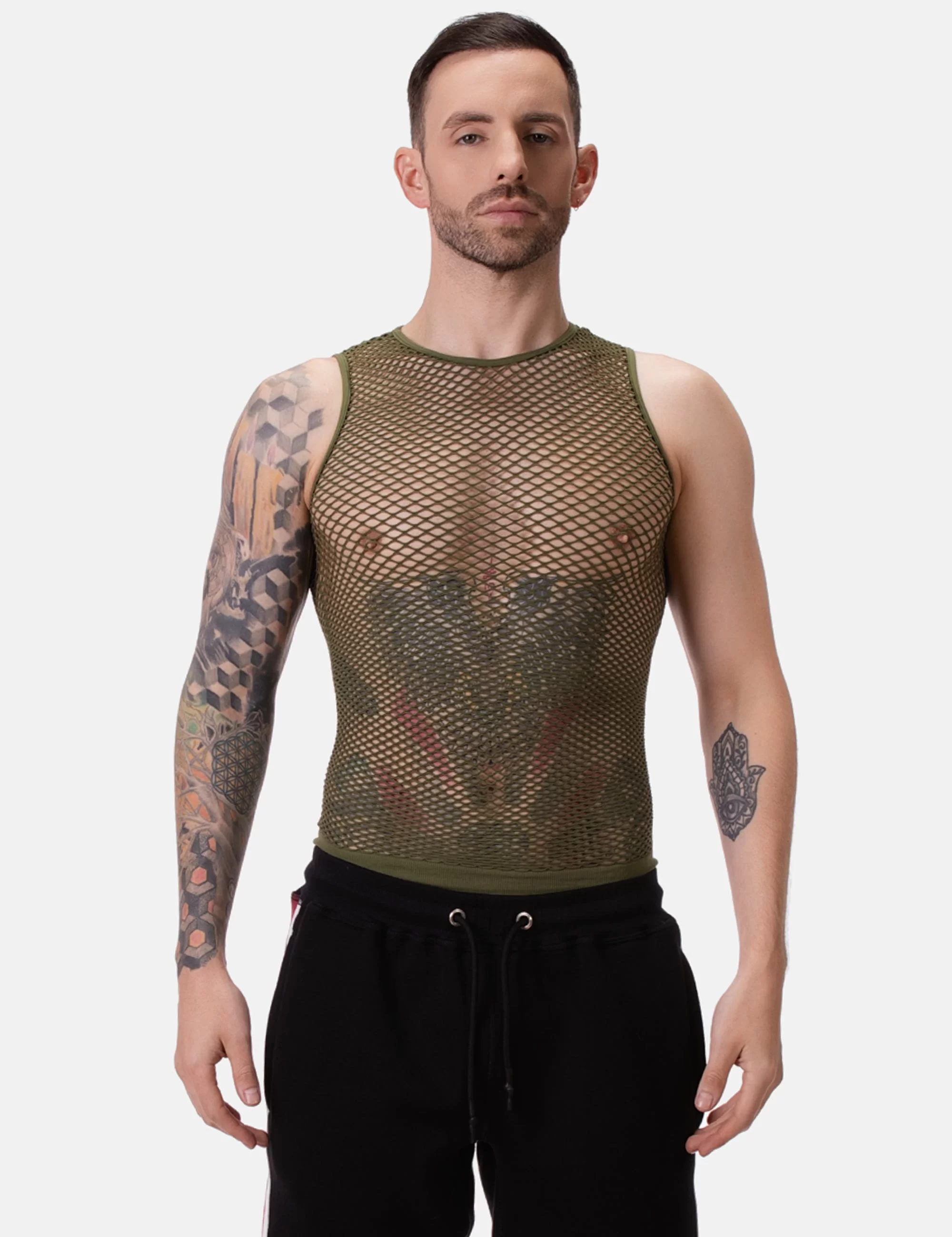 Fishnet Tank Top Stefano - Army