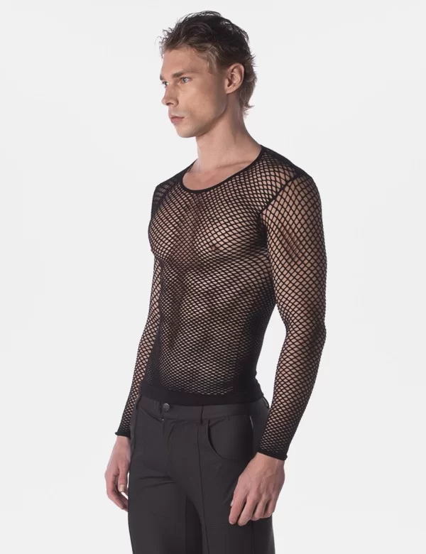 Fishnet Long Sleeve Capo - Black