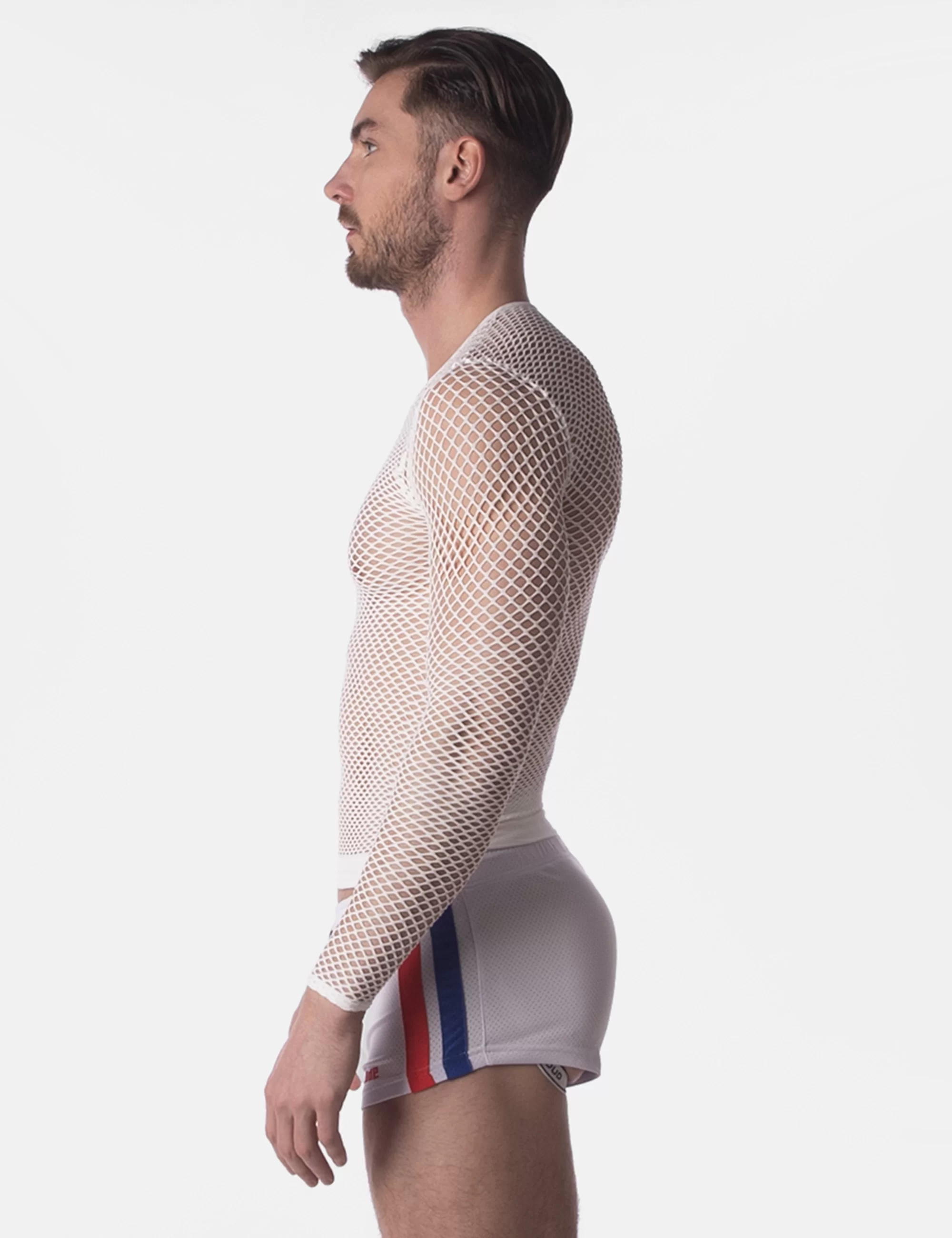 Fishnet Long Sleeve Capo - White