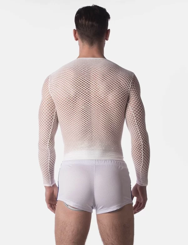 Fishnet Long Sleeve Capo - White