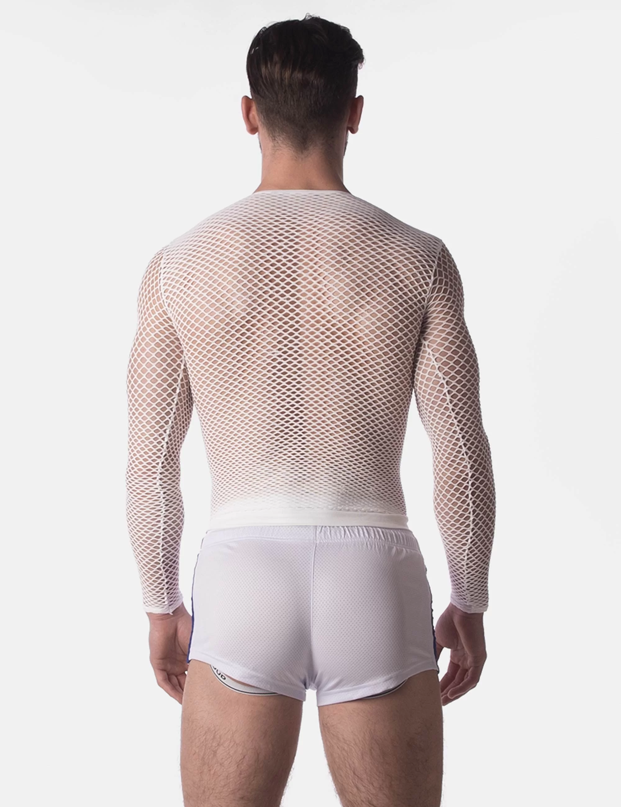 Fishnet Long Sleeve Capo - White