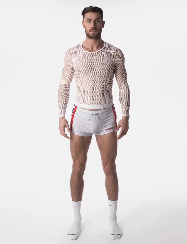 Fishnet Long Sleeve Capo - White