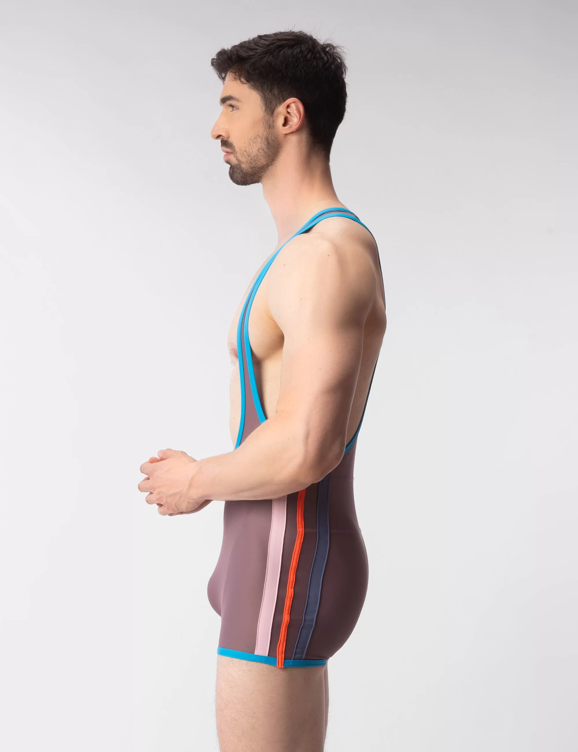 Singlet Olga - Aubergine-Blue-Rose-Orange