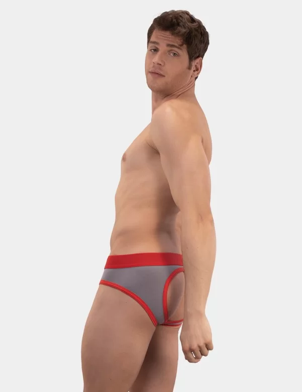 Basic Backless Brief Helios - Grey-Red