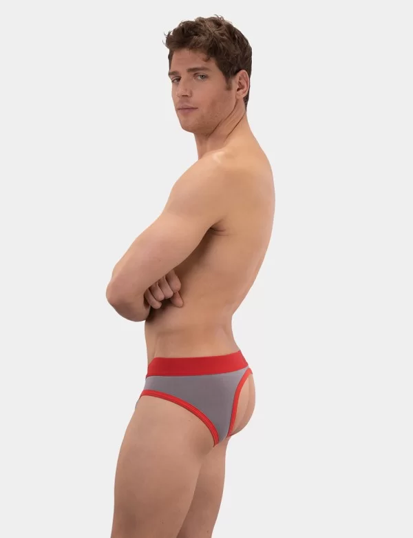 Basic Backless Brief Helios - Grey-Red