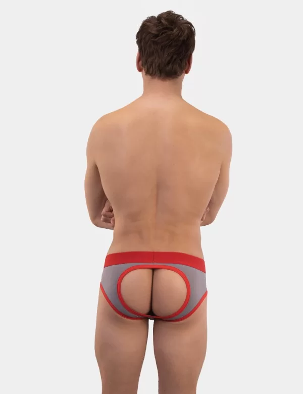 Basic Backless Brief Helios - Grey-Red