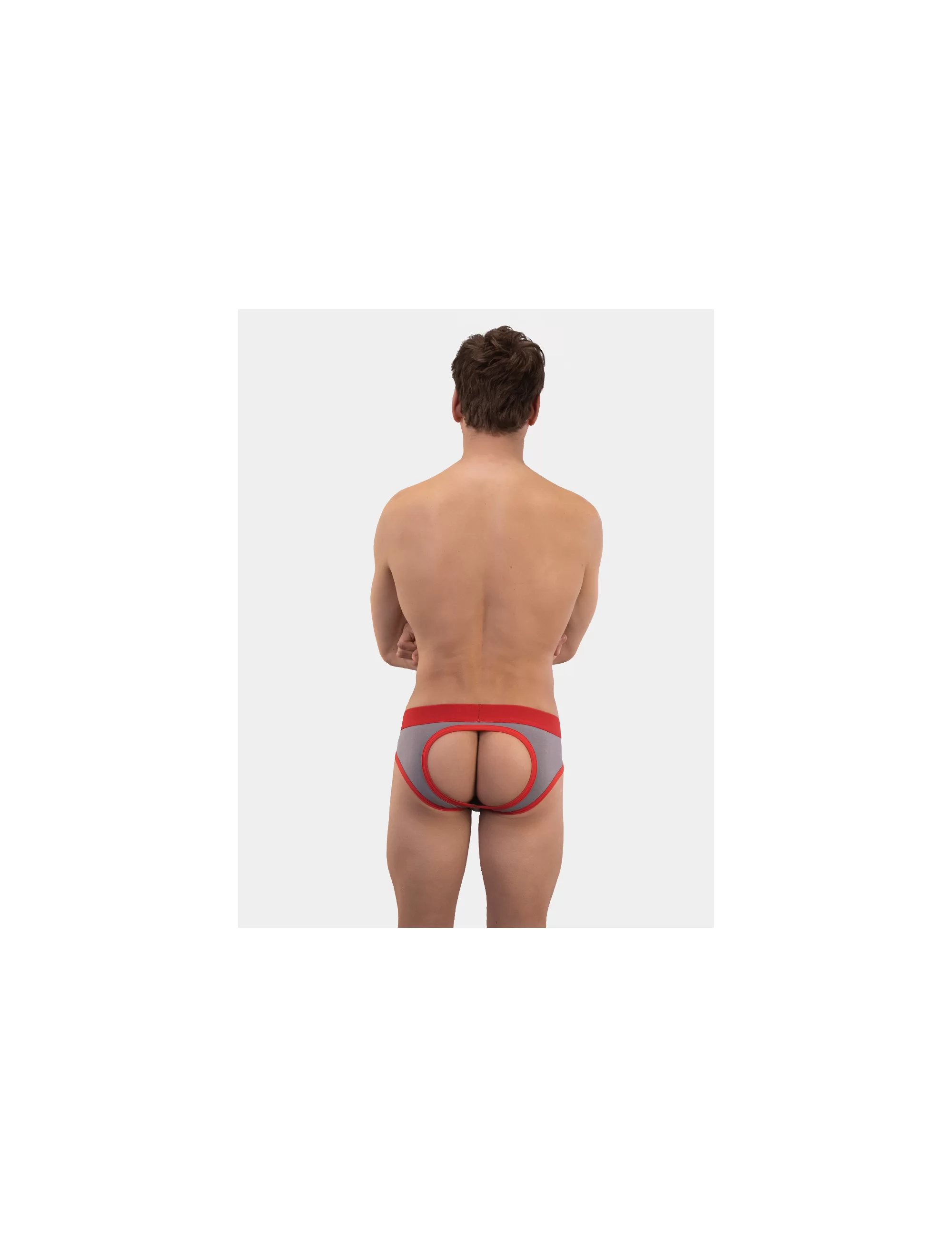 Basic Backless Brief Helios - Grey-Red