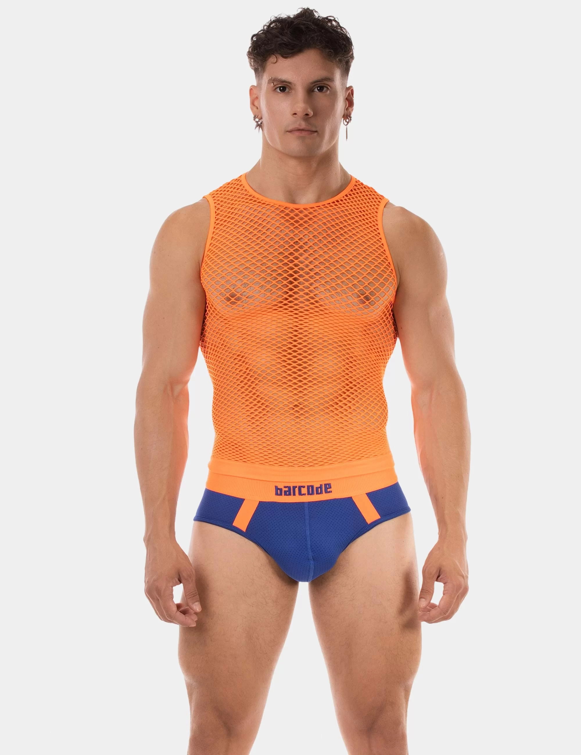 Fishnet Tank Top Stefano - Neonorange