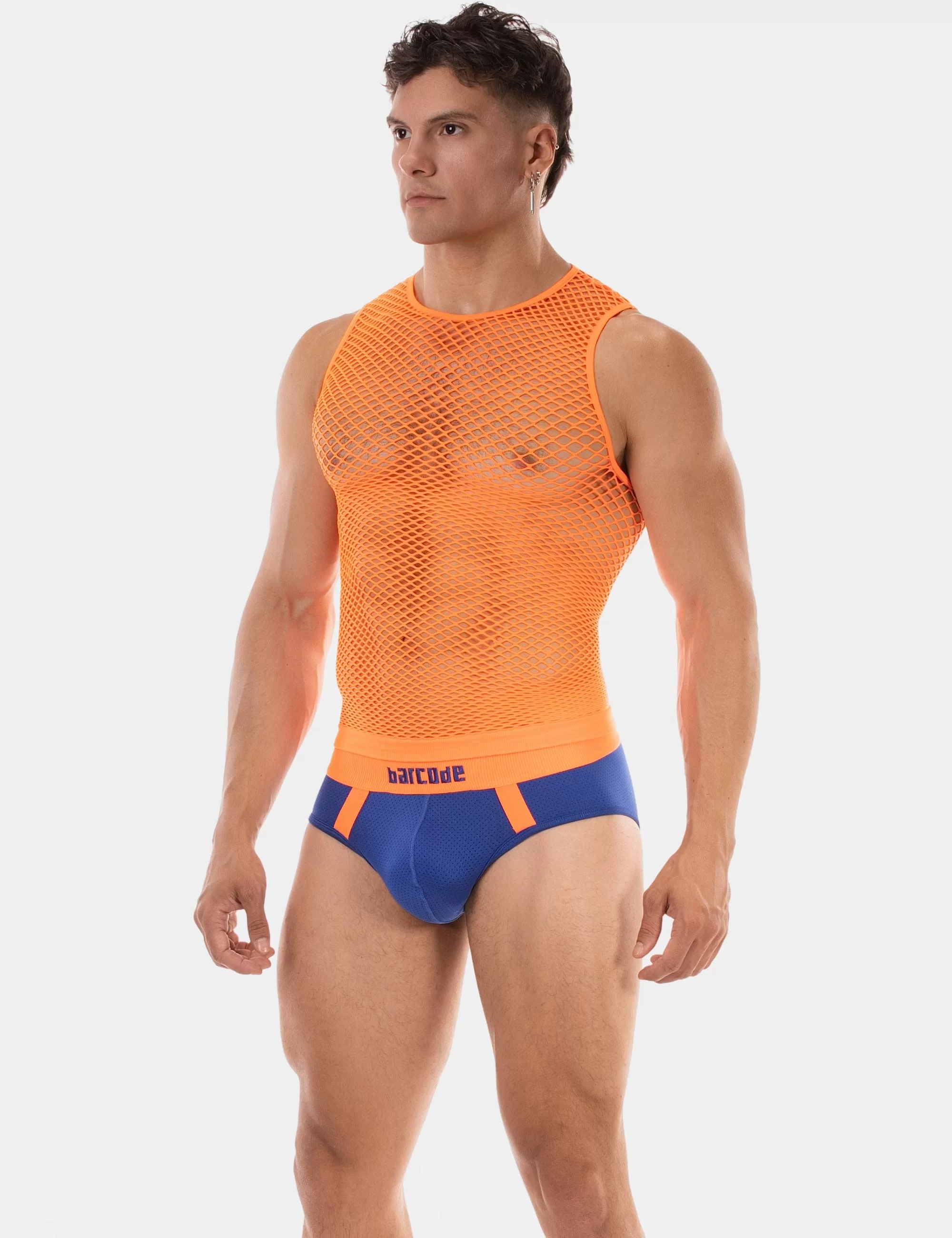 Fishnet Tank Top Stefano - Neonorange
