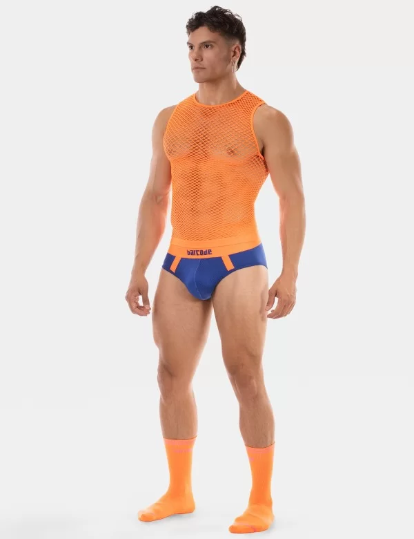 Fishnet Tank Top Stefano - Neonorange