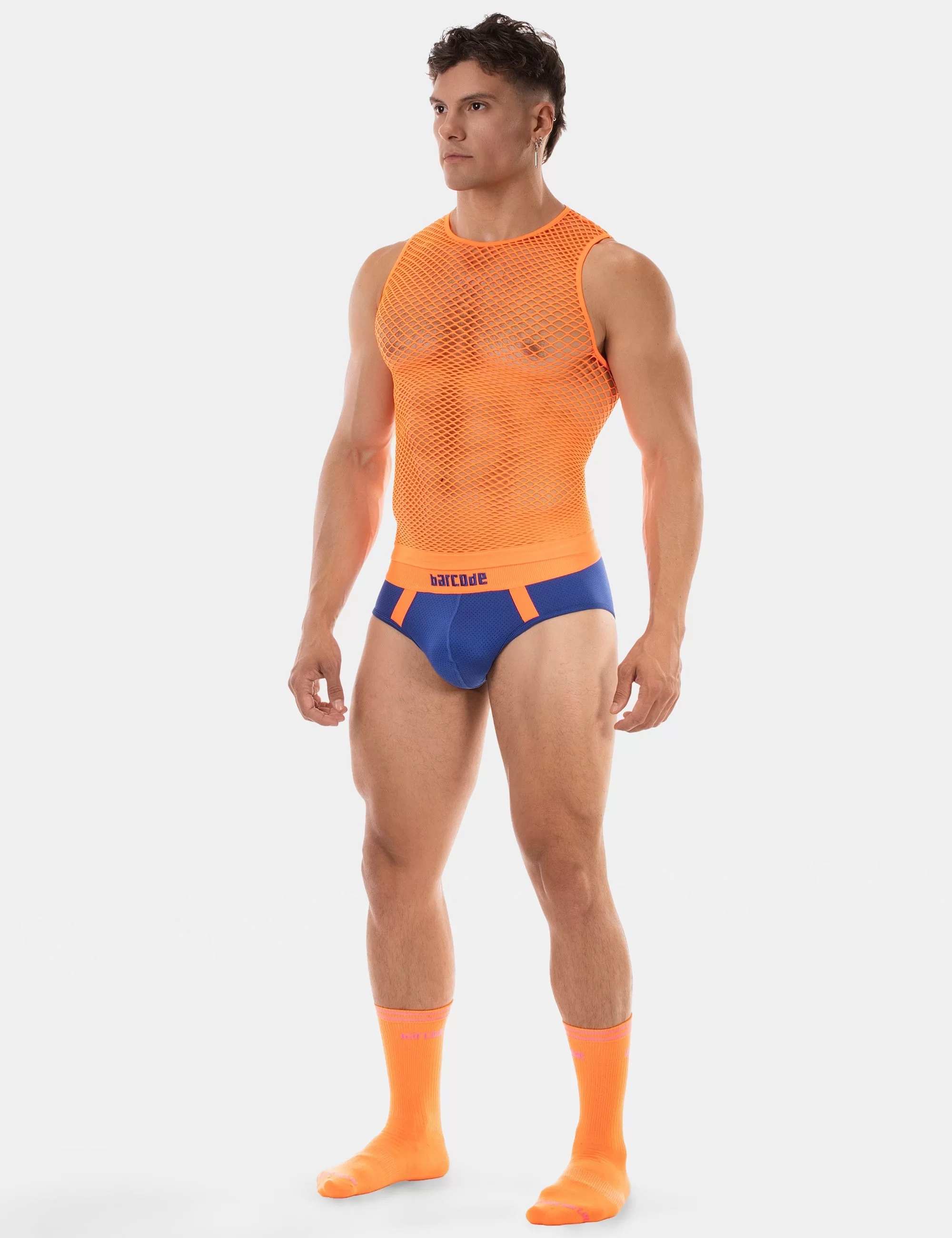 Fishnet Tank Top Stefano - Neonorange