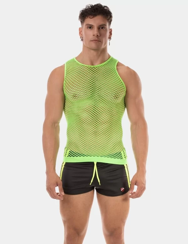 Fishnet Tank Top Stefano - Neongreen