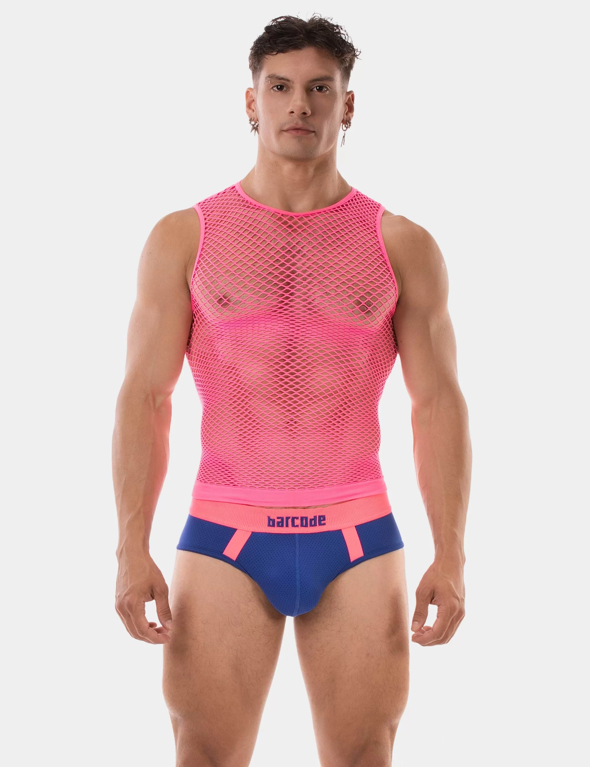 Fishnet Tank Top Stefano - Neonpink