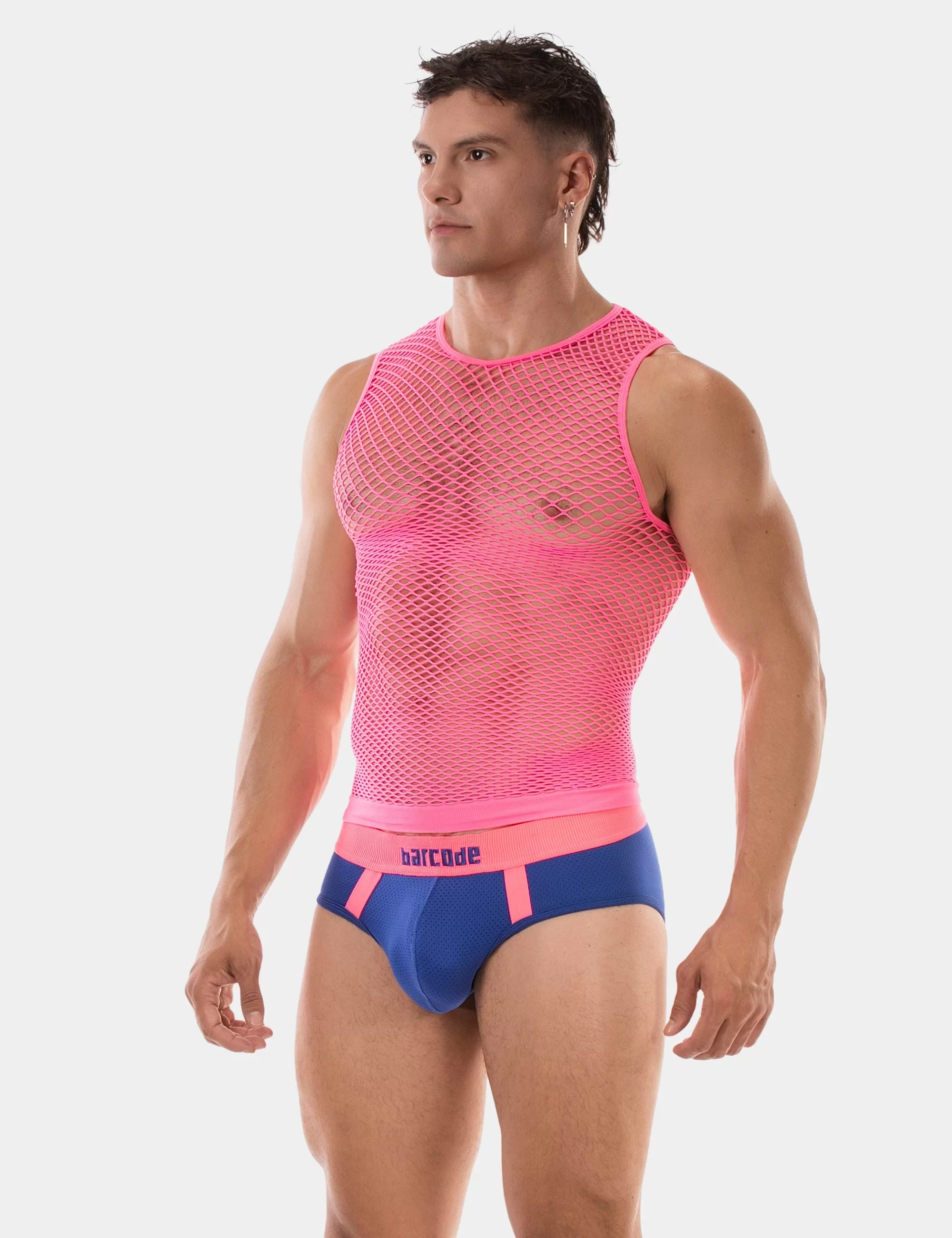 Fishnet Tank Top Stefano - Neonpink
