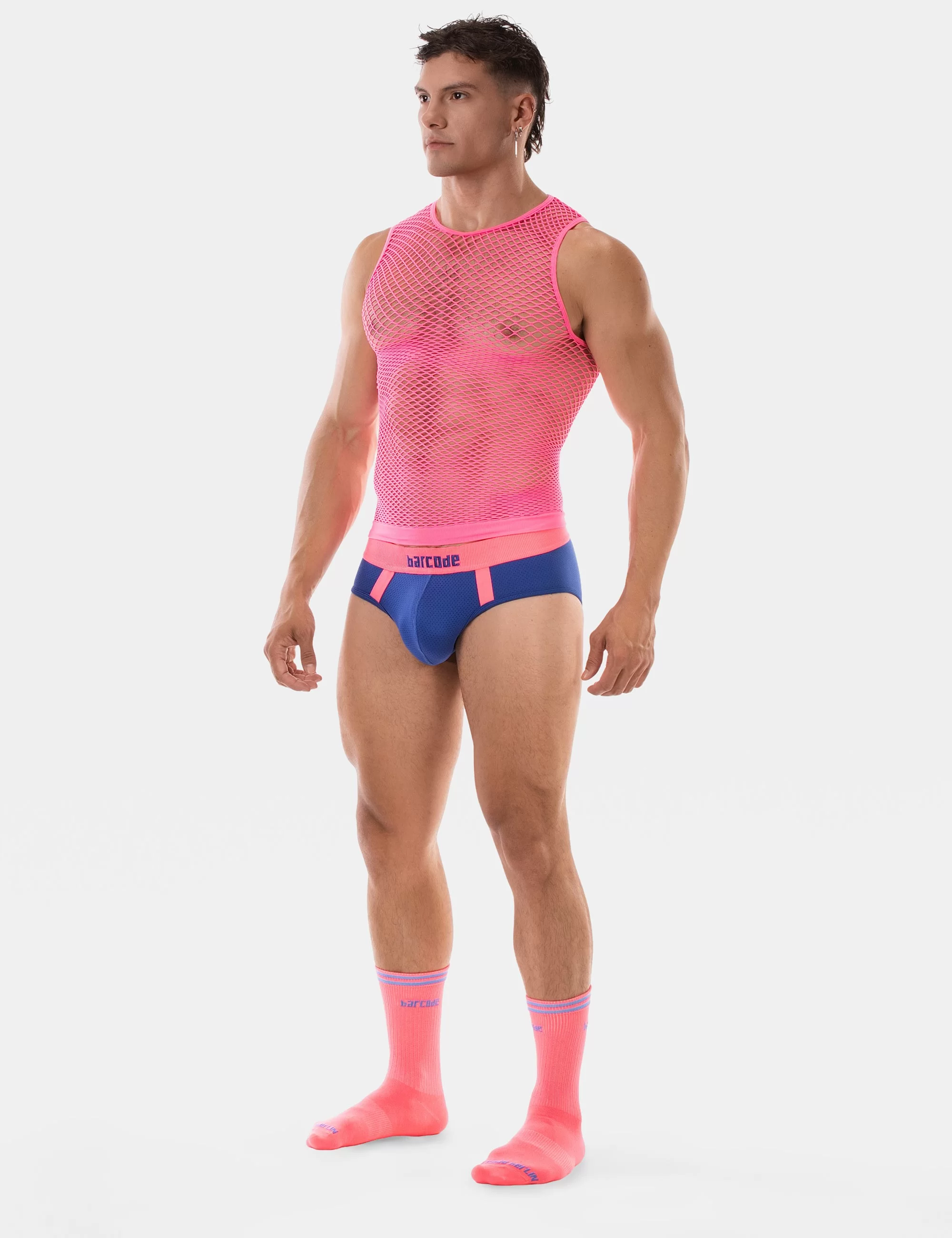 Fishnet Tank Top Stefano - Neonpink
