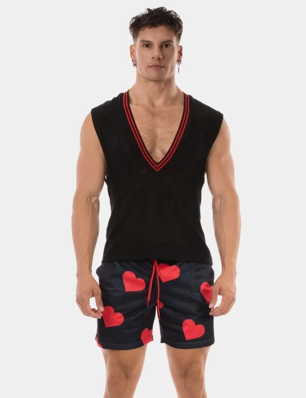 Sexy V-Neck Kevin - Black-Red