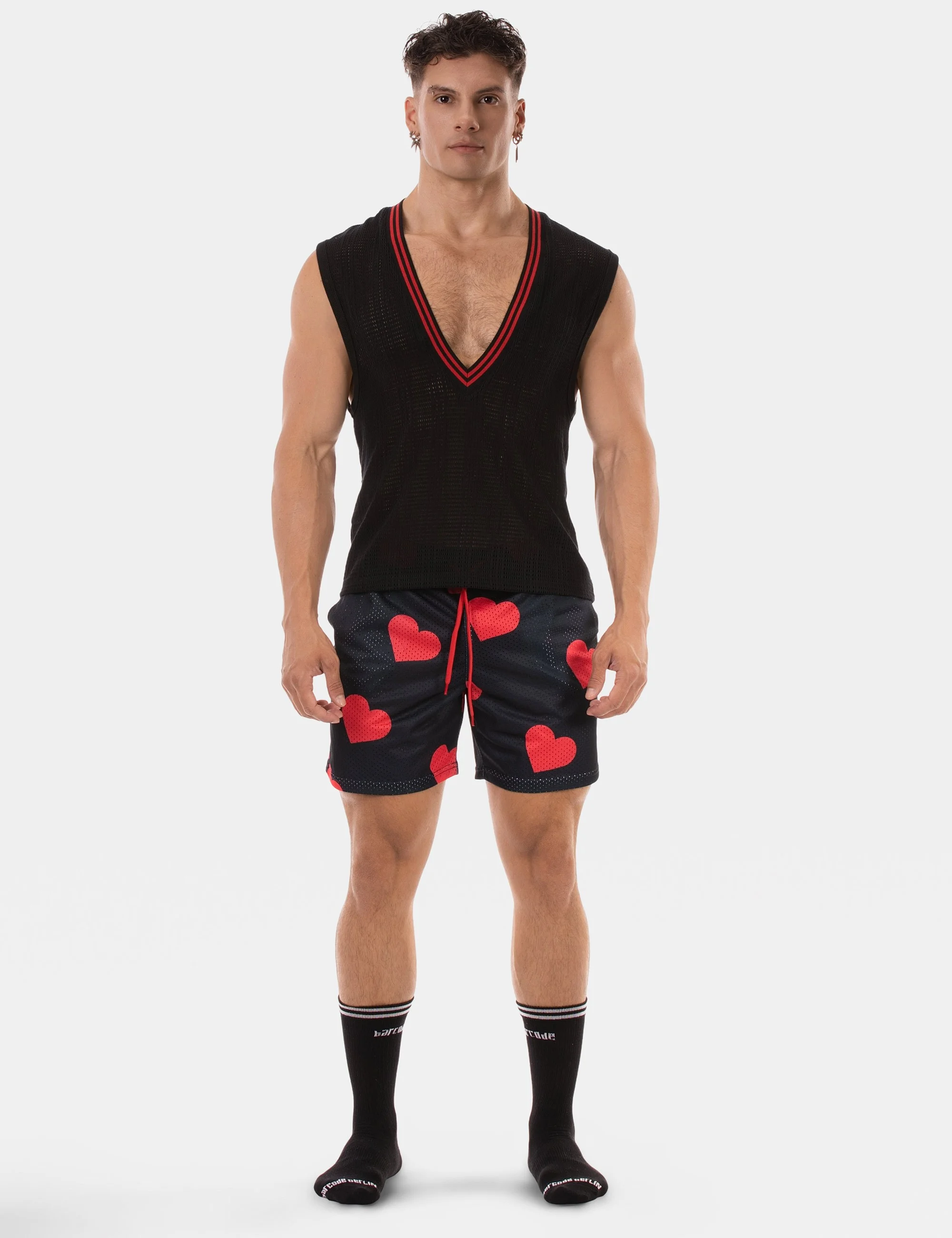 Sexy V-Neck Kevin - Black-Red