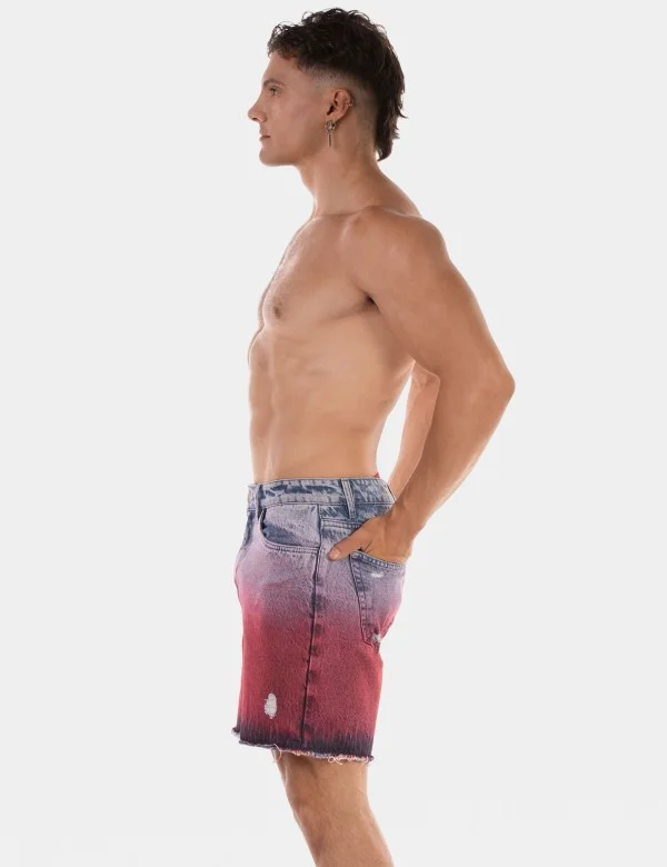 5 Pocket Relaxed Denim Short Roger - Skyblue-Pink