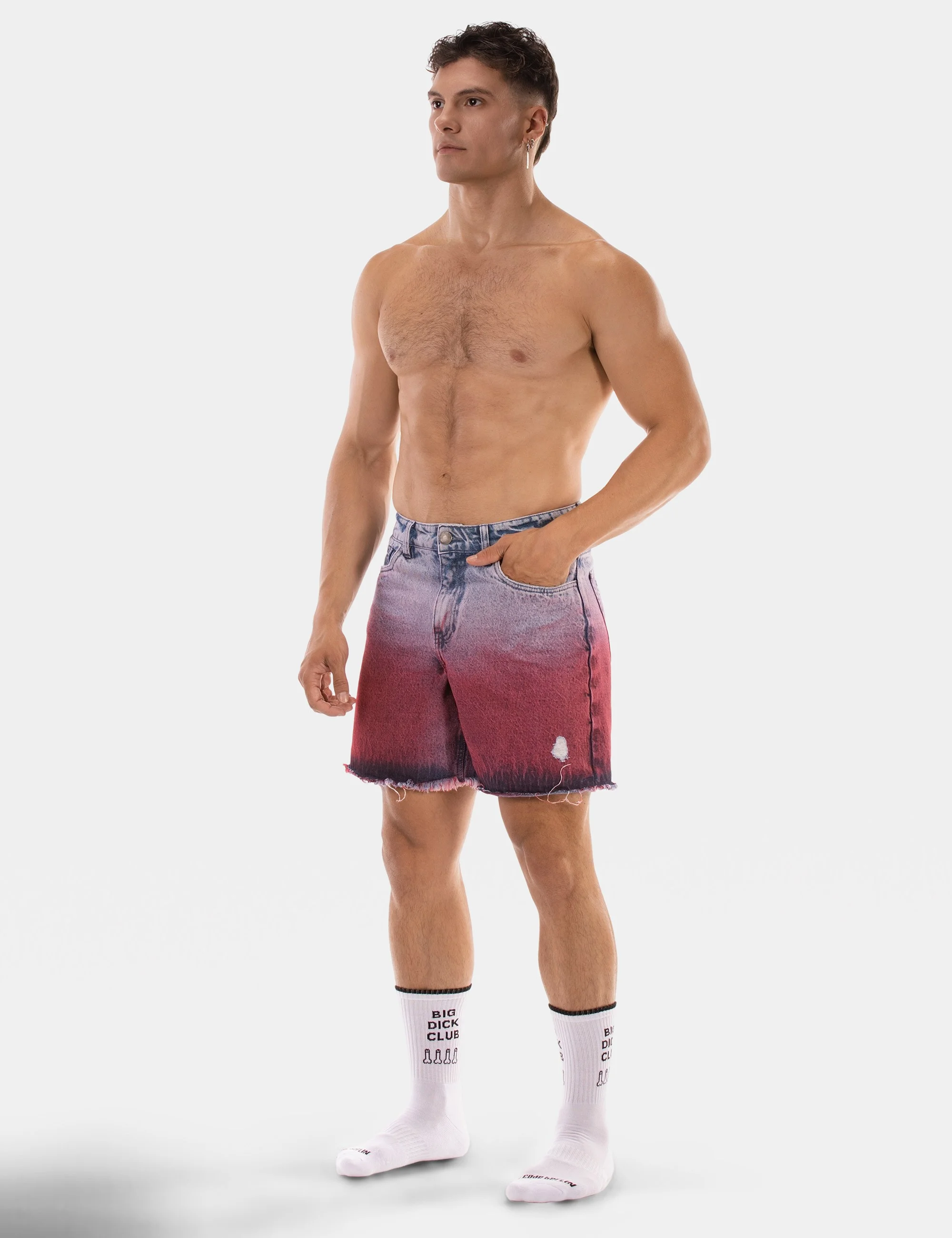 5 Pocket Relaxed Denim Short Roger - Skyblue-Pink