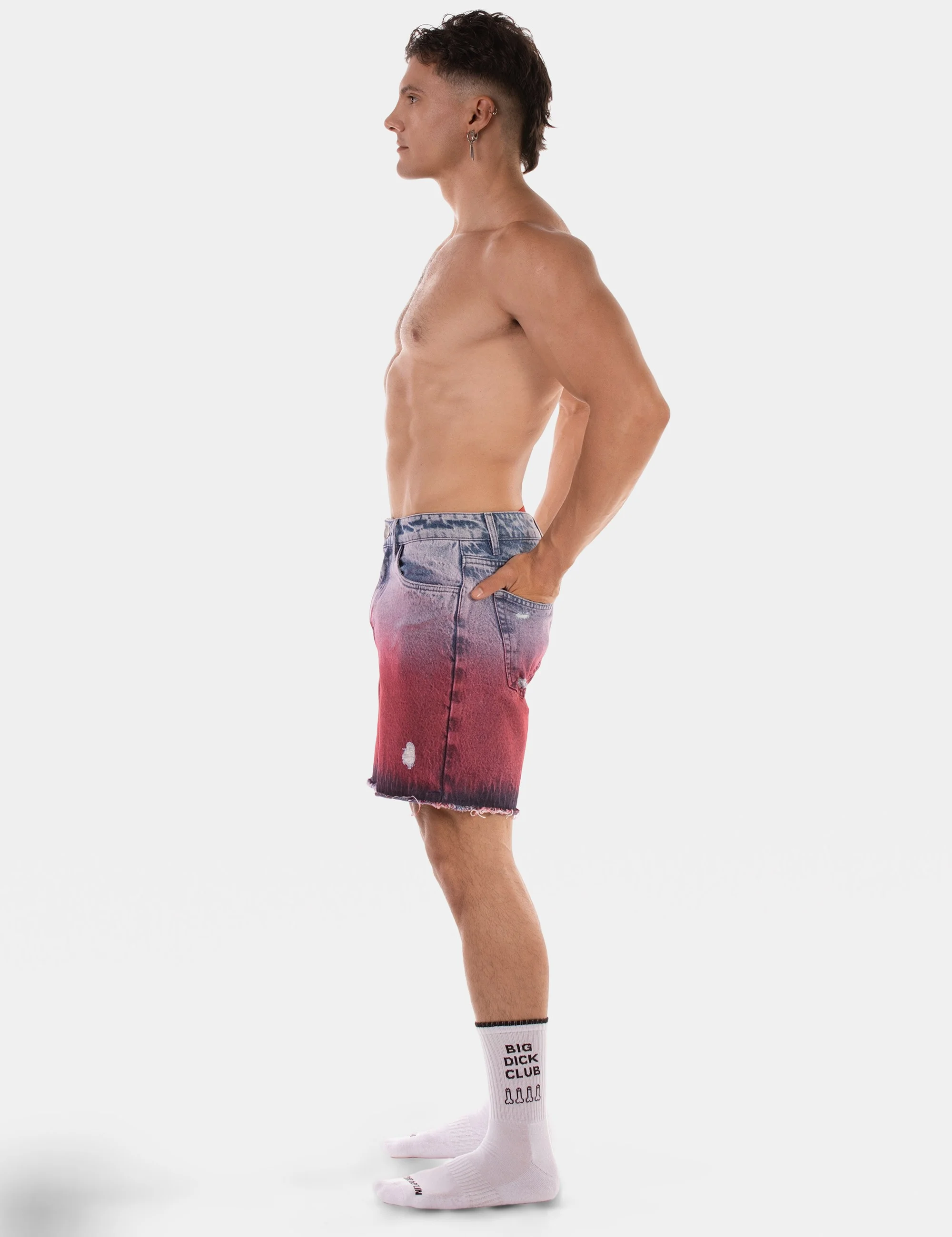 5 Pocket Relaxed Denim Short Roger - Skyblue-Pink