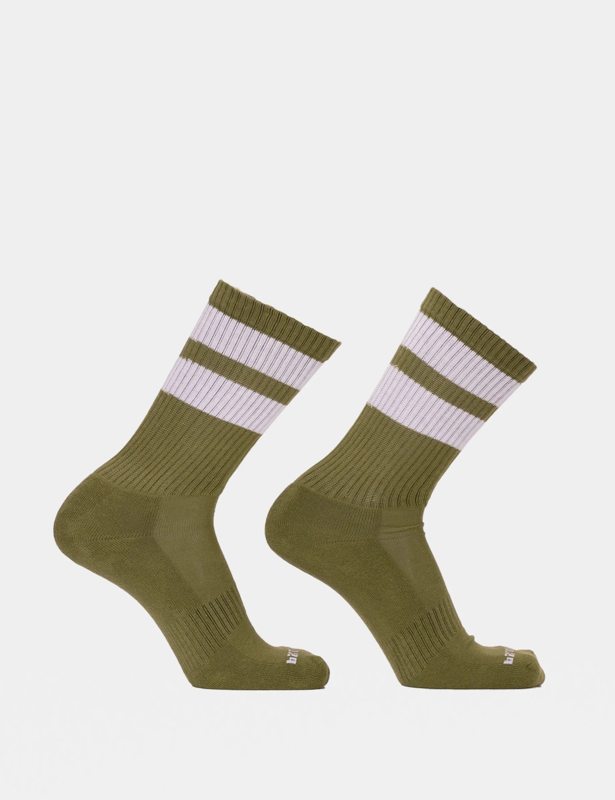 Gym Socks - Olive-White