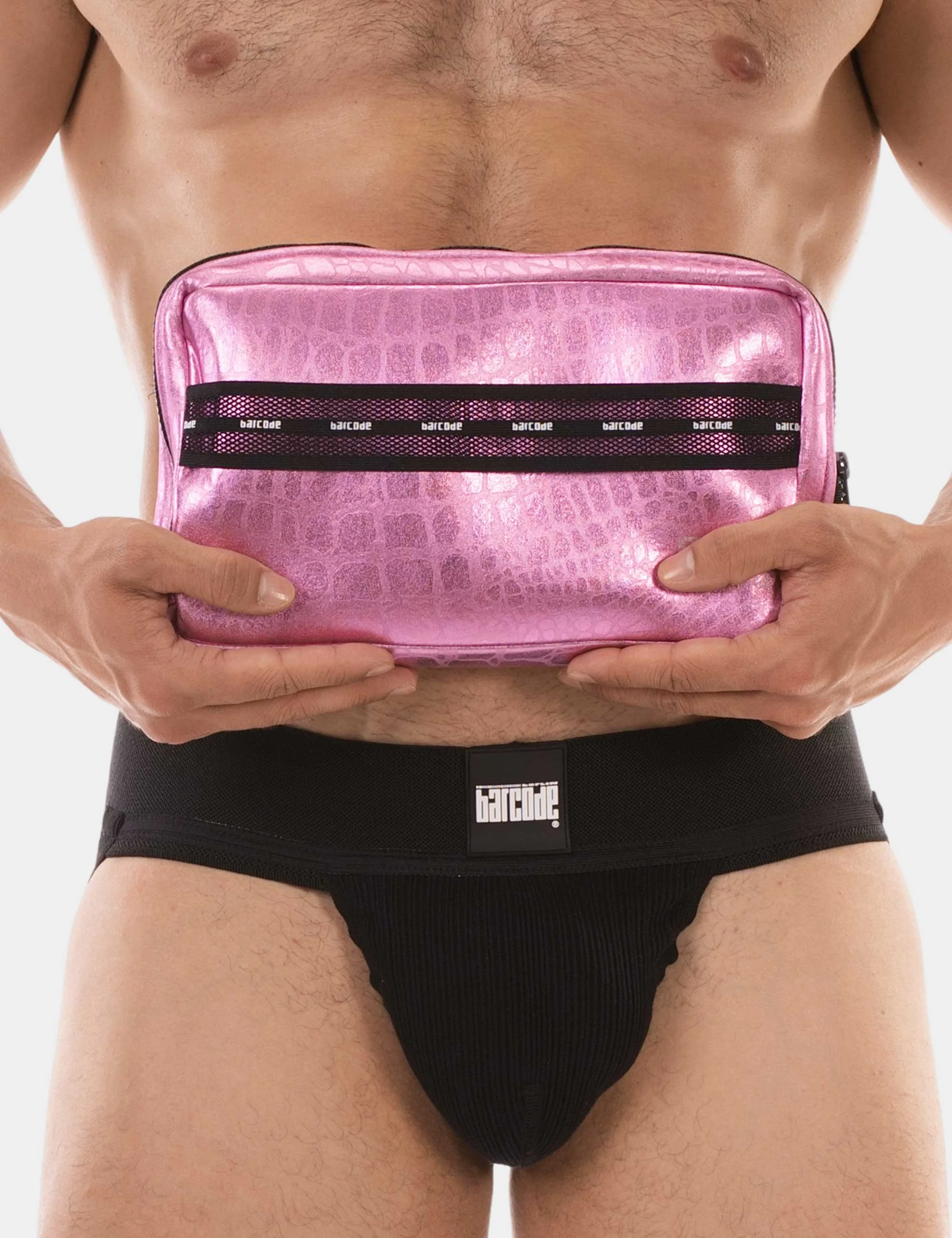 Barcode Pink Shiny Pouch - Pink