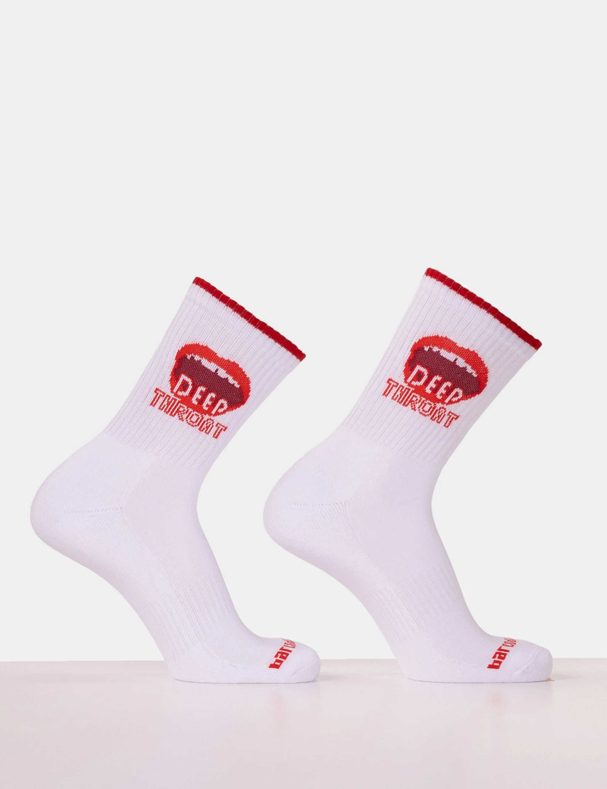 Fun Socks Deep Throat - White-Red